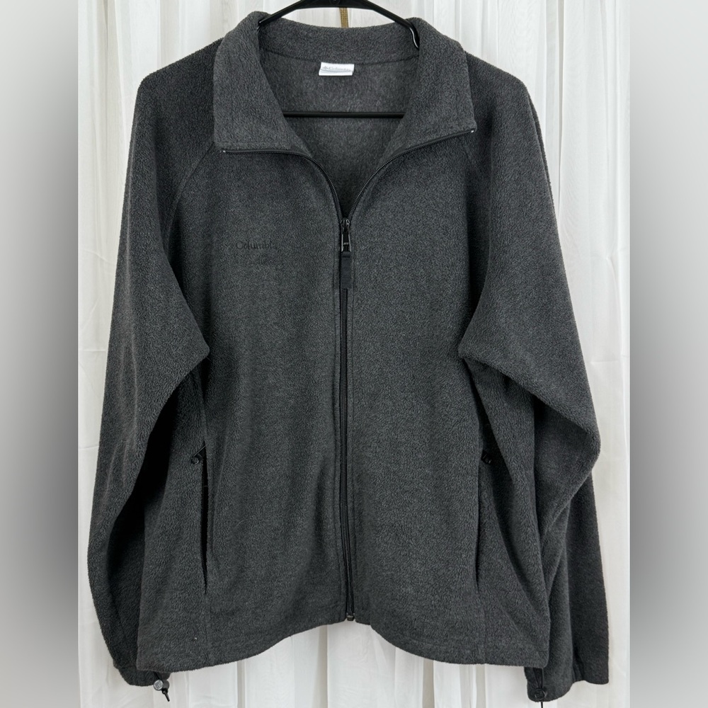 Columbia Charcoal Gray Fleece Jacket XL Full Zip Lightweight Zip Pockets